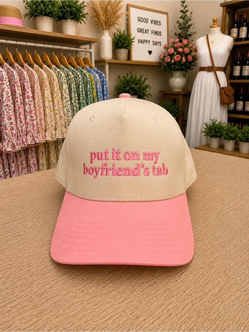Zenana pink Put It On My Boyfriend’s Tab Trucker Hat Snapback nwot